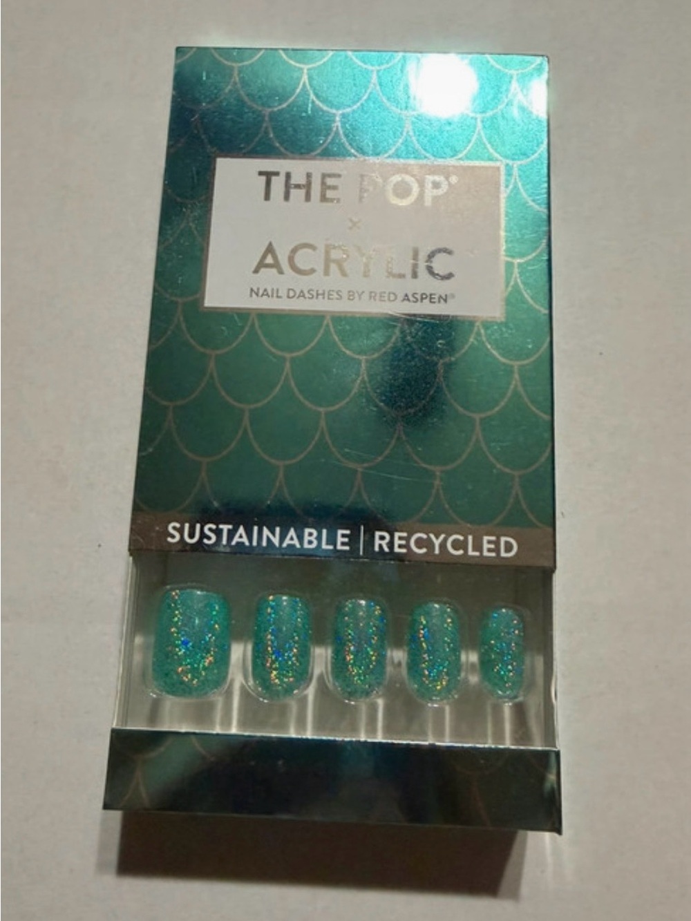THE POP® Acrylic Teal Glitter Press-On Nails — Sparkling Teal Set